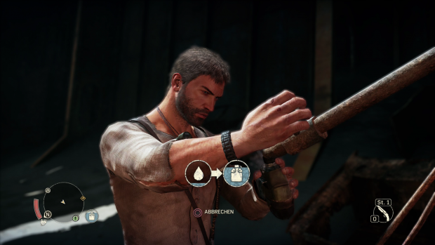 Statt mit Medipacks frischt Max seine Gesundheit mit Wasser auf. (Screenshot: Golem.de)